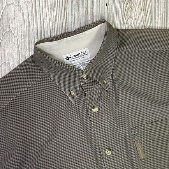 Vintage Y2K Columbia Performance Grey Button Down Shirt Long Sleeve Men's L - Picture 1 of 7